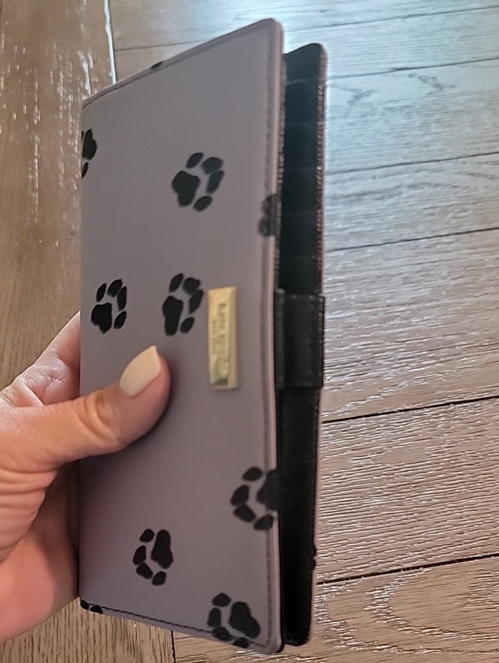 kate spade RARE Lilac Wallet with Black Paw Print and Gold Plaque - Picture 5 of 15